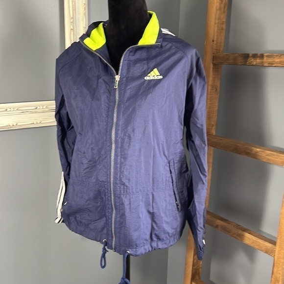 Vintage 90s Adidas Men’s M Windbreaker Jacket Full Zip Big Adidas Logo Back - Picture 2 of 8